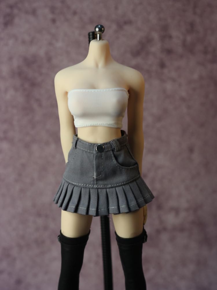DMTOYS Fashion Sexy Tube Top and Mini Short Skirt for Scale Action Compatible with TBLeague Body and Socks Not [TOYBARJAPAN] 1/6 Figures, (Head, Body,