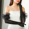 Wedding Dress Solid Lace Sleeves Gloves Elastic Bridal Mesh Gloves Women Long Mittens  Christmas
