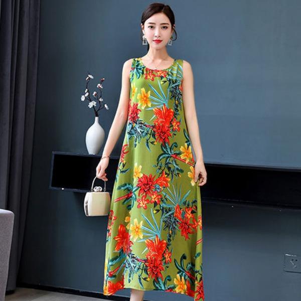 Stijlvolle en comfortabele spaghettibandjes katoenen jurk met bloemenprint voor dames in de zomer