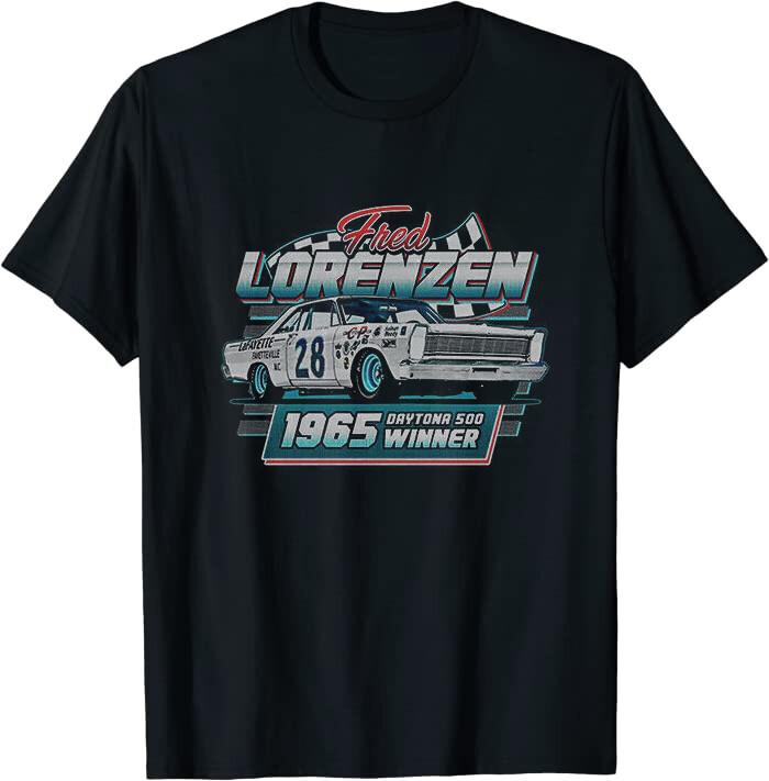 

Fred Lorenzen Nascar 60s Retro style Classic Tee T-Shirt Made US S разноцветный