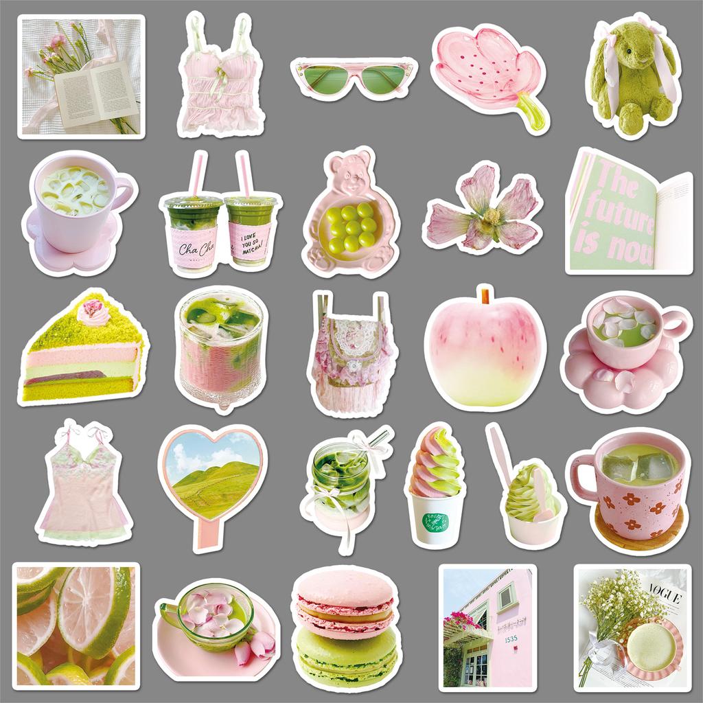 51 Pink Green Ins Wind Graffiti Stickers Small Fresh Ins Wind Guka Decorative Mobile Phone Case Water Cup Stickers