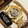 Men Watch Skeleton Quartz Wristwatch Gold Skeleton Retro Man Watch Top Brand Luxury Clock Mens Watches