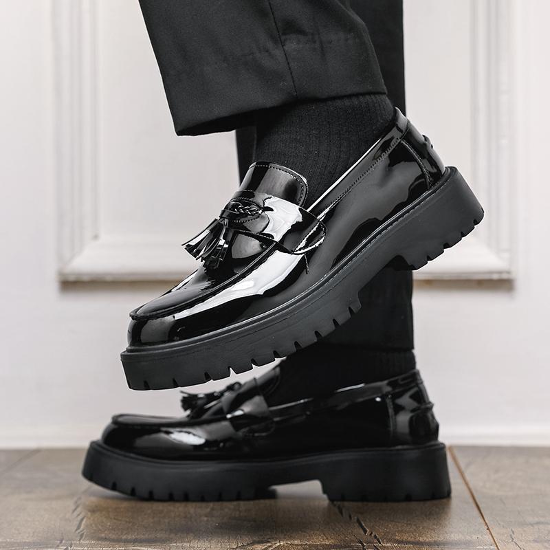 Classic Fashion Loafers Men's Low Cut Casual Business Men's ShoesLeather Shoes Brand British Style Thick Soled Comfort Walking