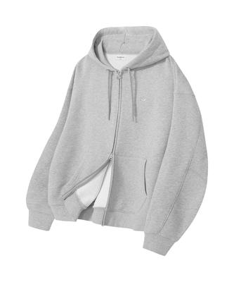Filluminate Small Logo Zip-Up Hoodie - Melange Grey
