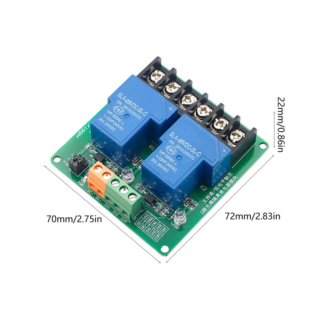 Double Channel 5V 12V 24V Relays Module High Current 30A Optoisolated Control for Industrial Automation Home Appliances
