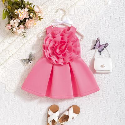 Vestido de princesa para niñas, de verano, dulce, sin mangas, de gran tamaño, con volantes florales.