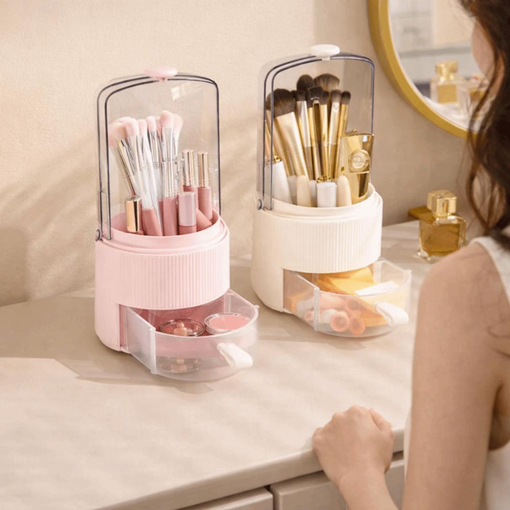 Round Makeup Brush Storage Box Large Capacity Lipstick Eyebrow Pencil Holder  Bedroom