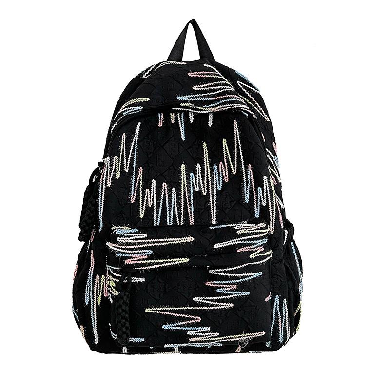 High-value Soft Girl Japanese-Style Cute Striped Backpack for Students, Large Capacity and Versatile.