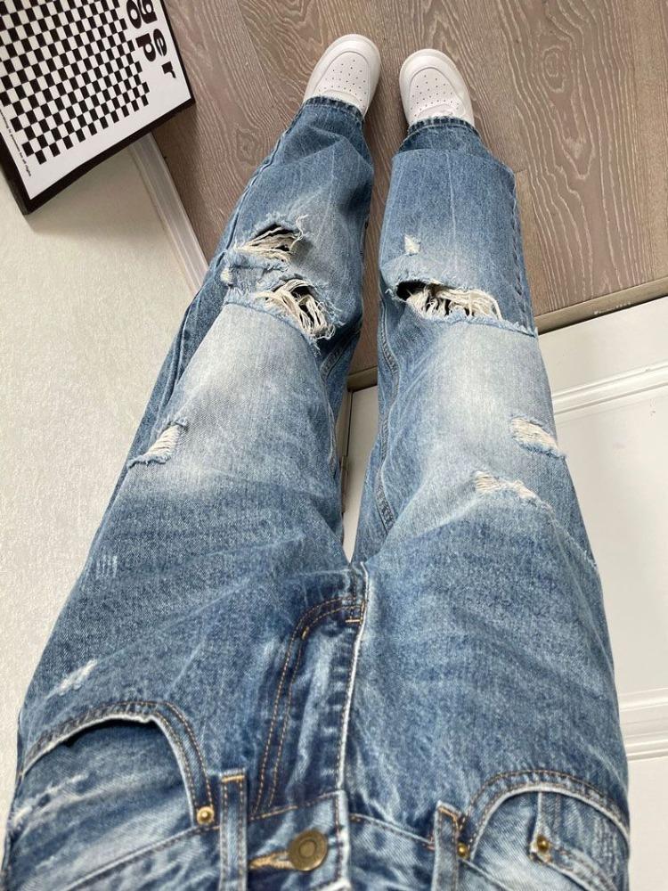 Fashionable Comfortable Pear-shaped Figure Jeans Female Autumn Big Size Loose Thin High Waist Wide Leg Trousers Jeans for Women Long Denim Pants