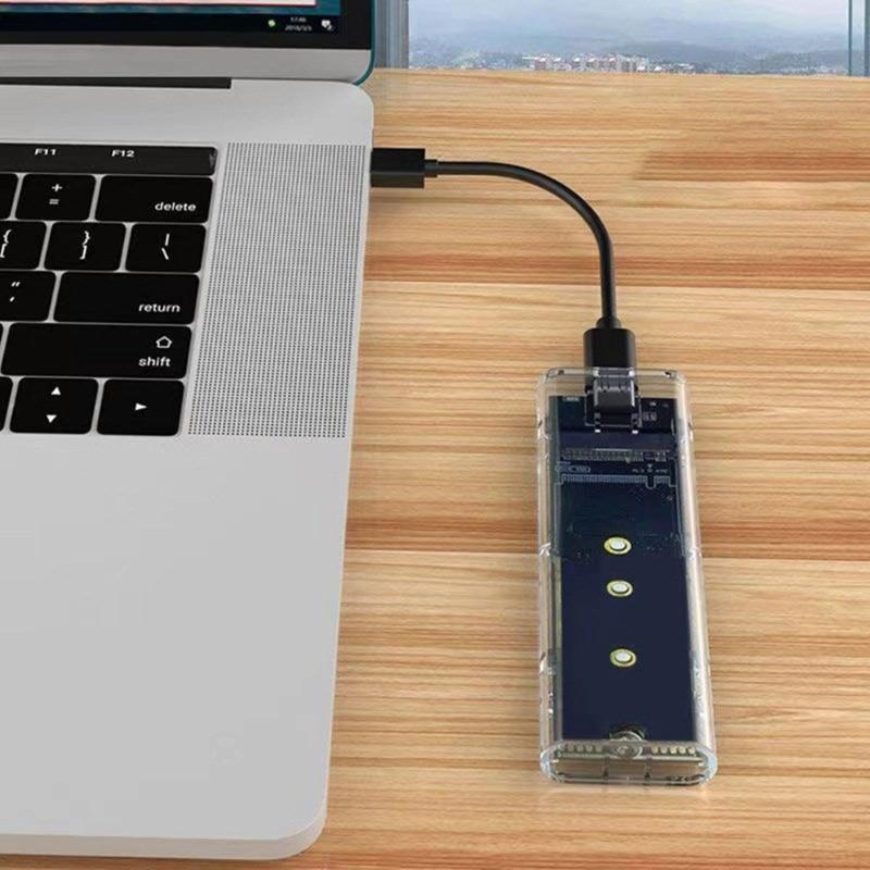 Two Protocols Solid Disk Case Clear USB3.2 USB C 10Gbps PCIE  Solid Disk External Enclosure for 2230-2280 Hard Disk Box