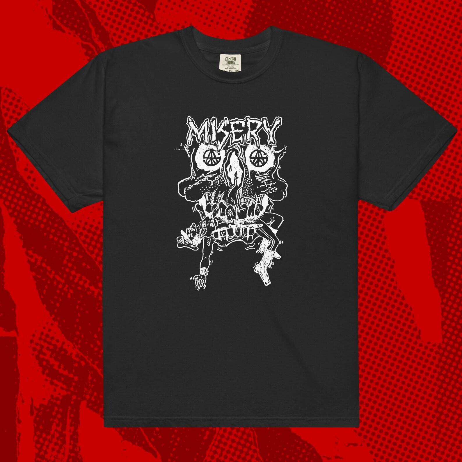 Misery Skull T-Shirt | Crust Punk Anarcho Crass Amebix Hardcore S