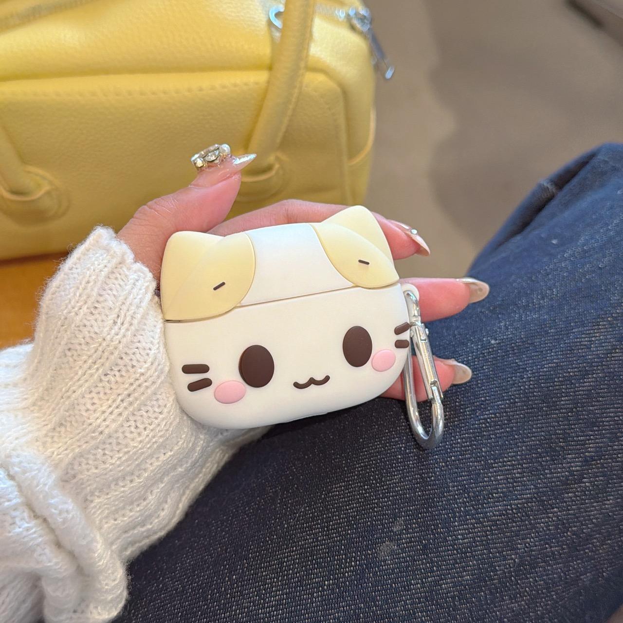 Cute 3D Cream Cat Earphone Case For Airpods Pro3 Pro2 Pro Airpods 3 4 Soft Silicone Protection Headphone Cover AirPods Pro
