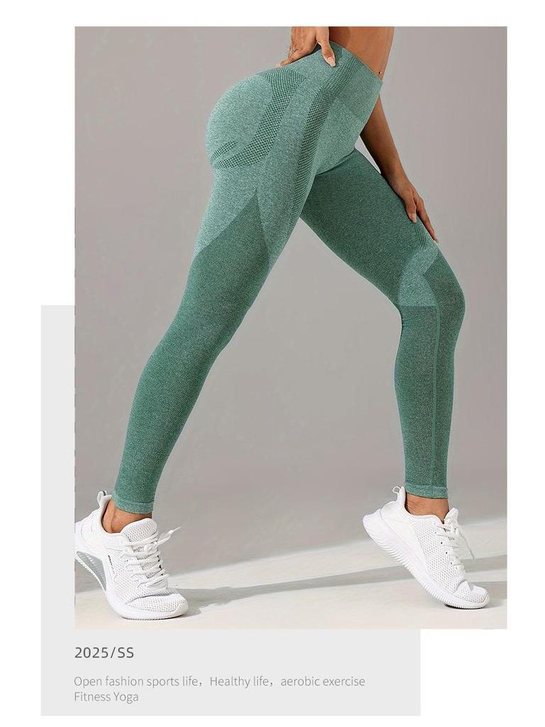 Europäisch-Amerikanisches Nahtloses Yoga-Set mit Hohem Bund: Damen Hüftlift Leggings Yogahose & Sportoberteil