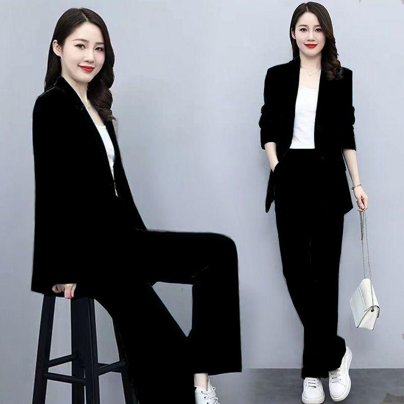 2026 Spring Elegant Xiang Style Wide-Leg Pants Suit – Women s Two-Piece Set 4XL