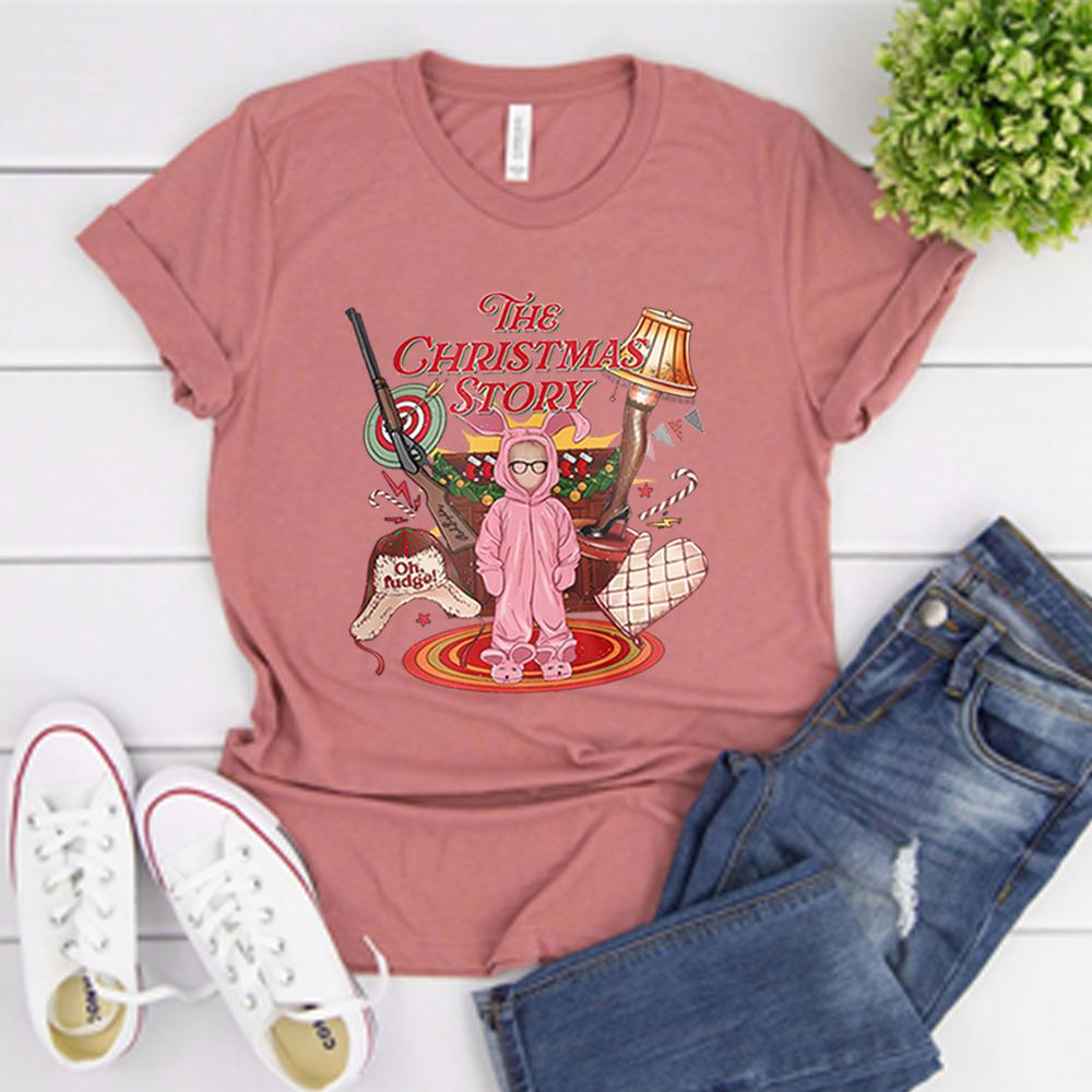 Funny Christmas Movie Tshirt Leg Lamp Christmas Shirt The Christmas Story Tshirt Unisex Women Xmas Printed Short Sleeves Tops