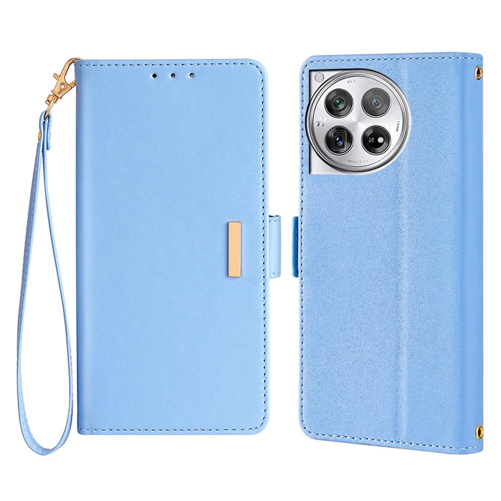 For OnePlus 12 5G Leather Wallet Case RFID Blocking Stand Cover with Hand Strap