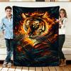 Fire Tiger Blanket Soft Cozy Flannel Throw Blanket Couch Bed Travel Home Decor