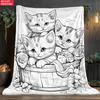 1 шт. 2D Плоская Корзина для раскрашивания Котёнок в Линии Портативное Одеяло - Легкое Домашнее Обустройство Постельное Белье Одеяло Подходит для Tra