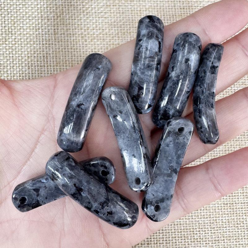 Natural Amethyst & Rose Quartz Bent Tube Connector for DIY Bracelets