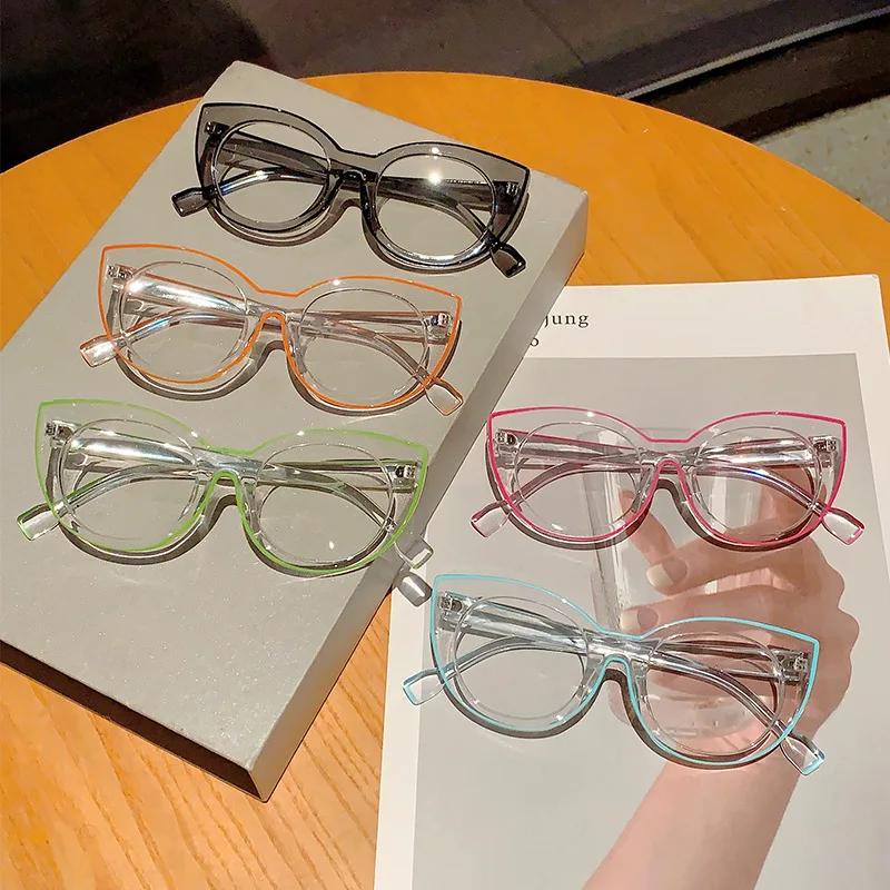 Anti Blue Light Glasses for Women Luxury Brand Designer Cat Eye Eyewear Fashion Punk Cartoon Line Frame Glasses