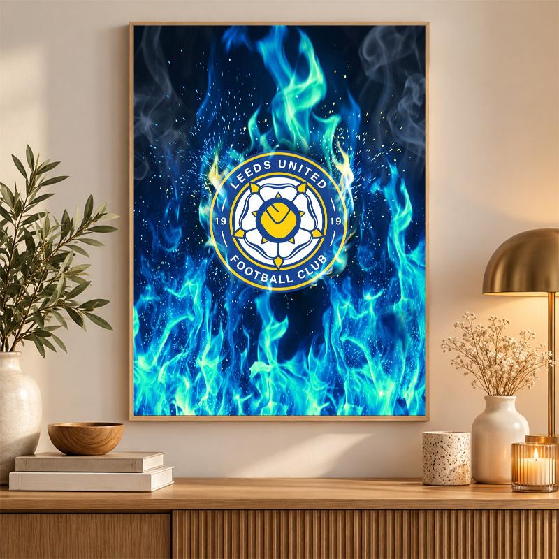 Leeds United Fotbalová diamantová malba Kit 5D Plné vrtáky DIY diamantová mozaika Nástěnné umění Domácí dekorace