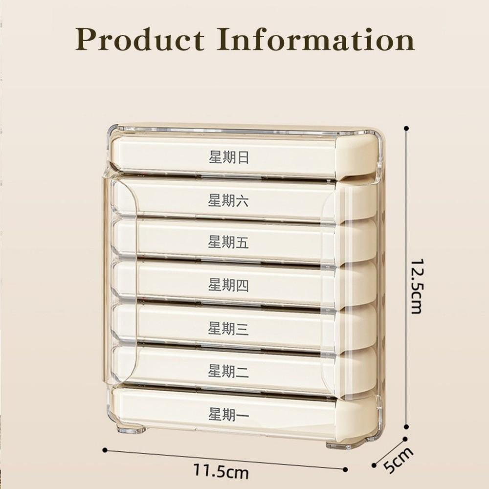 Drawer Designed 7 Day Pill Box 4 Grids Packing Box Portable Weekly Pill Organizer Box  for Elderly