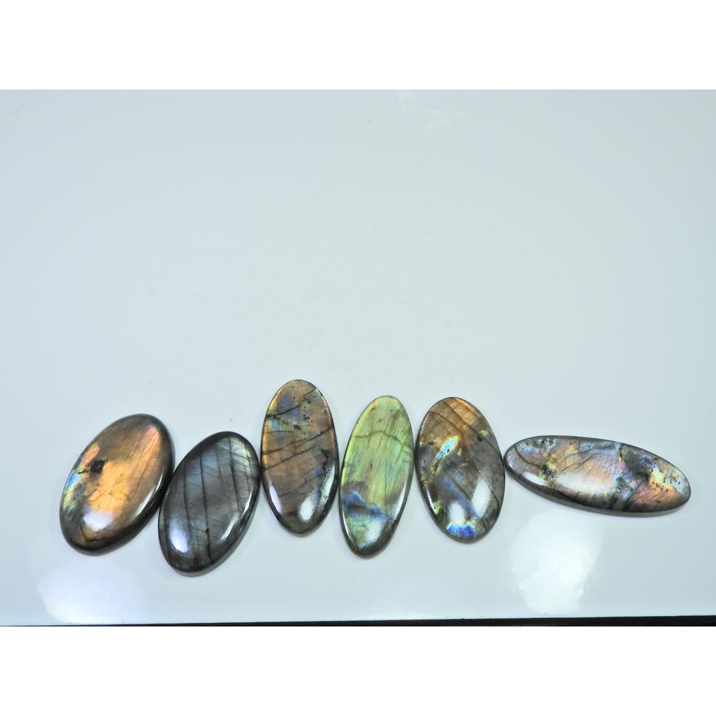 260Cts. Natural Purple Labradorite Spectrolite Oval Loose Gemstone 6Pcs Lot LL-1164