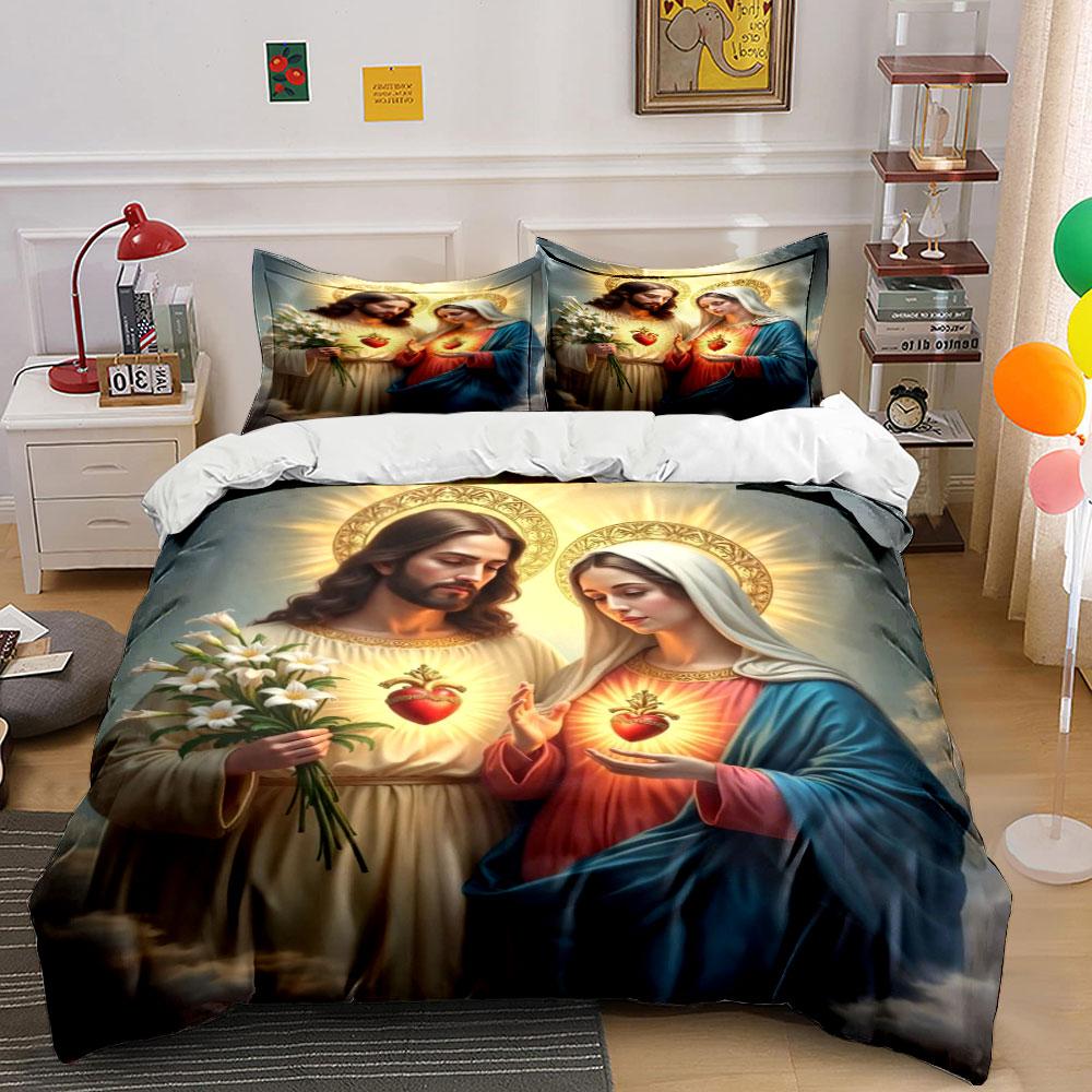Sacred Heart Christian Bedding Bedding Duvet Cover Set Duvet Cover Pillowcases (1 * Duvet Cover 2 * Pillowcases, without duvet insert)