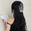 1pc Halloween Skull Hand Claw Hair Clip Funny Dress Up Headwear Horror Dark Hand Skeleton Duckbill Clip Hair Accessories