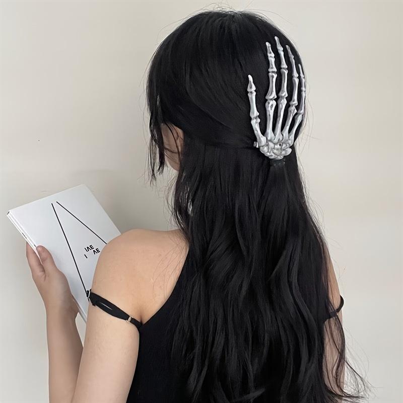 1pc Halloween Skull Hand Claw Hair Clip Funny Dress Up Headwear Horror Dark Hand Skeleton Duckbill Clip Hair Accessories