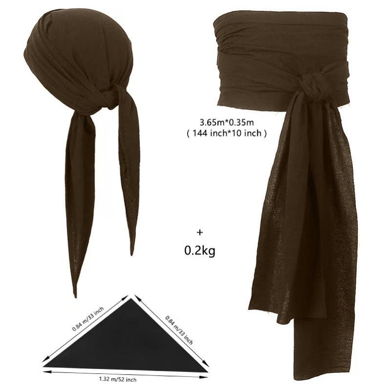 Set di Bandane da Pirata Sciarpa Cotone Vintage Fascia per la Testa Fascia per la Vita Essenziale per Halloween Cosplay