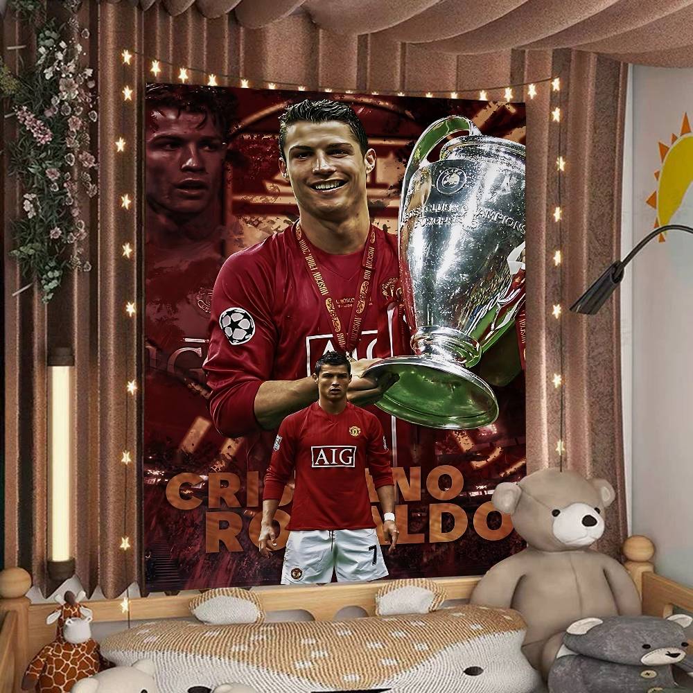 CCristiano RRonaldo CR7 Anime Tapestry Hanging Tarot Hippie Wall Rugs Dorm Home Decor
