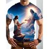 Herren 3D Jesus Druck T-Shirt Kurzarm Lässig Rundhals Betende Hände Design T-Shirt Für Männer Neu Im Angebot Übergroßes T-Shirt Oberteile