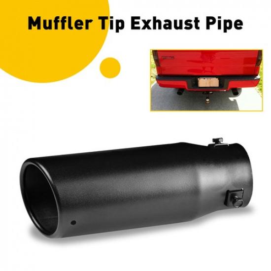 Car Muffler Exhaust Tip 2.5   Inlet Coated Stainless Steel Pipe 3 Bolt Black EXV
