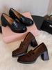 Scarpe décolleté da donna in finta pelle scamosciata marrone retrò, moda, punta tonda, tacco grosso, plateau, mocassini, eleganti, per commuting, scarpe da ufficio Zapatos De Mujer