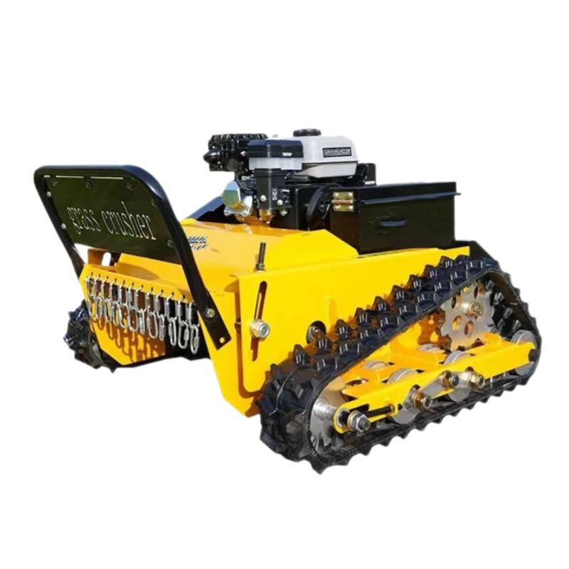 Remote Control Crawler Lawn Mower: Four-Stroke Gas Engine for Mountain Orchards