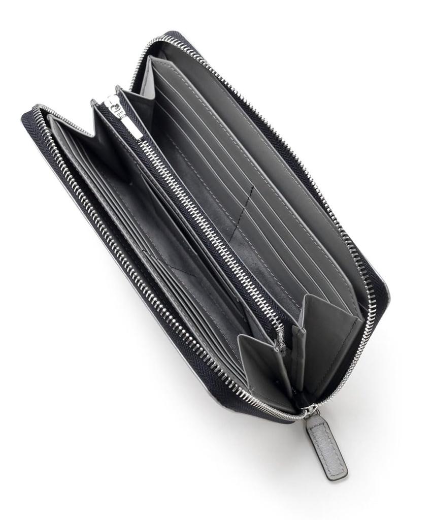 Polymer Long Wallet with 14 Card 989607 [IS/IT] Zip-Around Design, Slots, Men's Leather, No. (Silver)