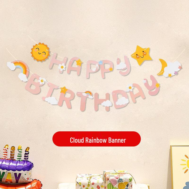 First Birthday Party Banner for Boys & Girls - Flag Bunting Decoration