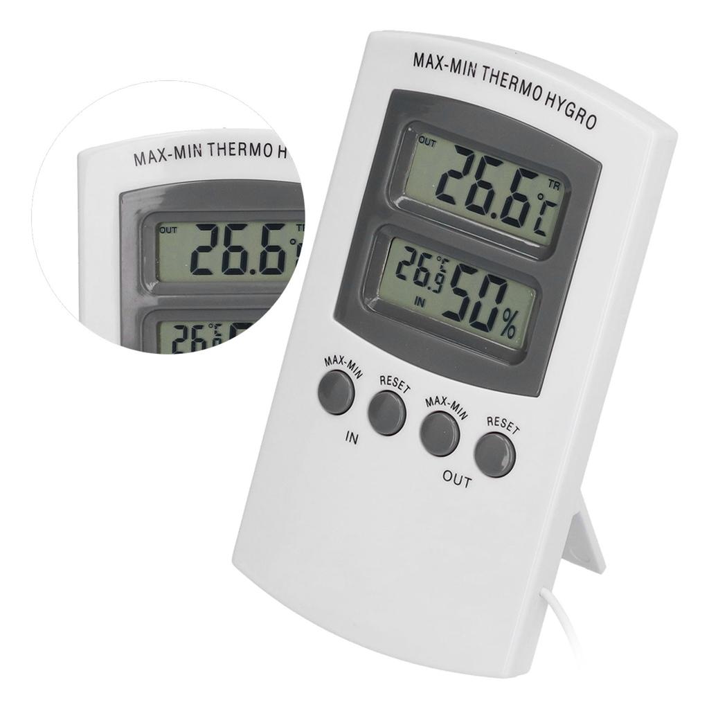 LCD Temperature and Humidity Monitor WallMountable Wired Flower Planting Hygrometer for Home