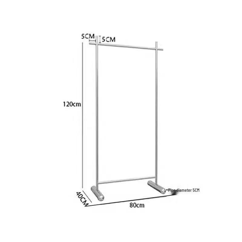 Clothing Store Display Rack: Stainless Steel Minimalist Floor-Standing Rack for Men's, Women's, and Children's Apparel.