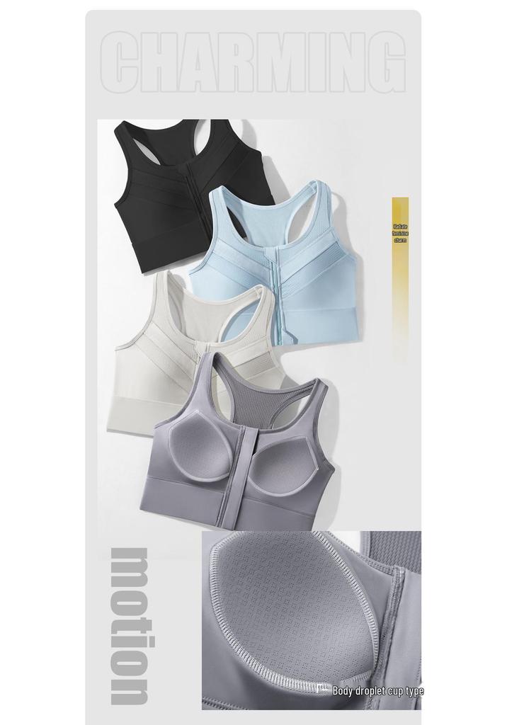 Plus Size Shockproof Zipper Sports Bra for High-Intensity Running and Yoga