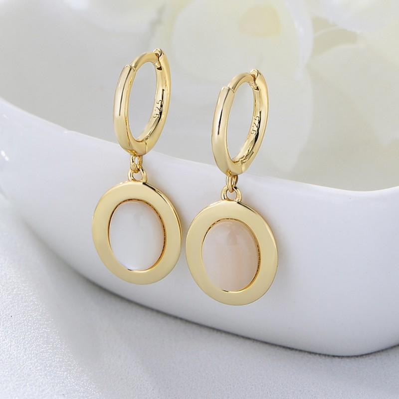 Sterling Geometric Shell Earrings Women Minimalist Vintage Chic Ear Jewelry 925 Sterling Silver