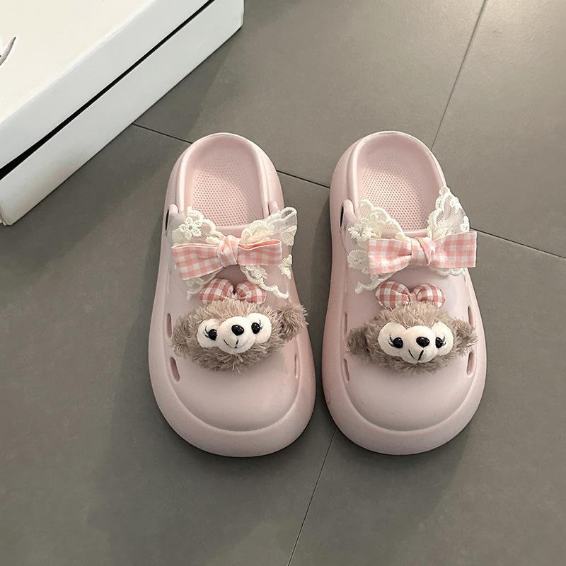 SSBL Bow Sydney Bag Head Half Slippers Women's Outer Wear 2025 Spring and Summer New Hole Shoes Two Wear Sandals