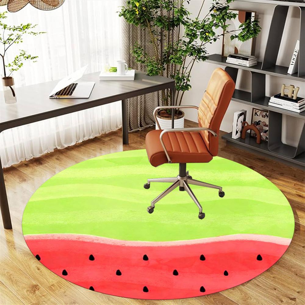 1pc Watermelon Seeds Round Chair mat office Area Rug - Non-Slip, Floor Mat for Office, Bedroom, Ideal home decor gift c0112146
