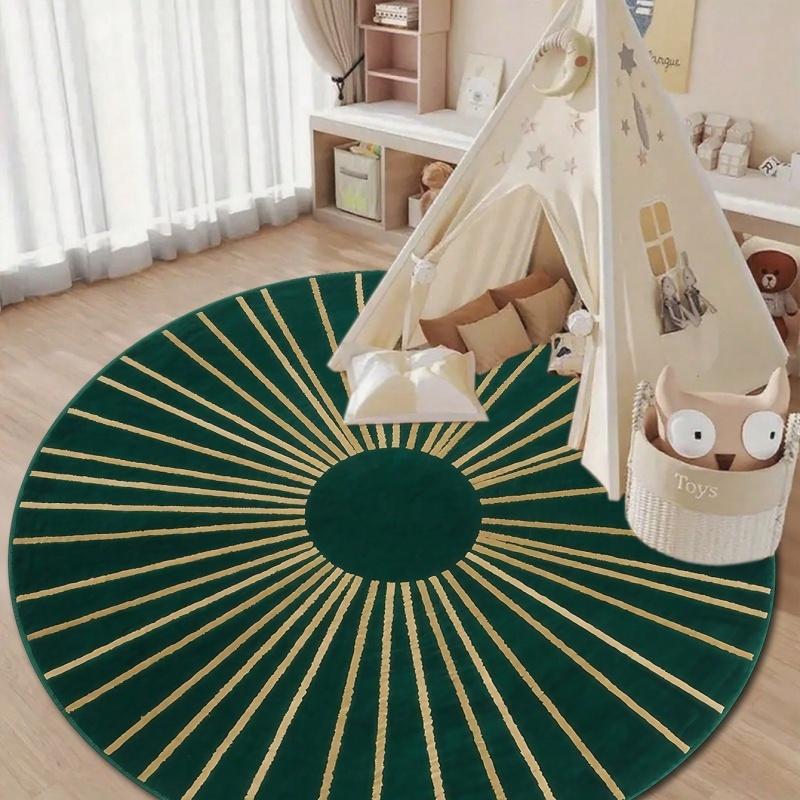 Minimalist Cartoon Lion Face Kids Round Rug Non Slip Soft Washable Circular Play Mat for Nursery Playroom Bedroom Home Decor