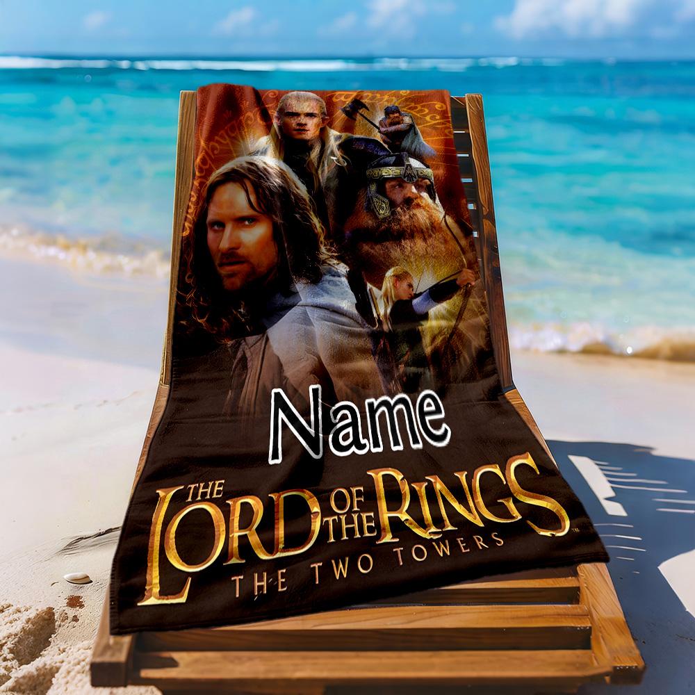 Journey Through Middle-earth Personalized Name Beach Towel Quick-Dry Soft Microfiber