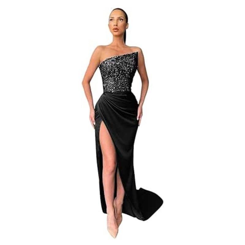 Abito da Sera Verde con Paillettes, da Fata, Lungo, Senza Maniche, alla Moda, che Esalta la Figura, di Media Lunghezza