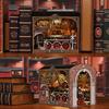 CRESYMME Book Nook Dollhouse Reeds Miniature House Log Cabin Kit Wooden 3D Puzzle DIY Adult with LED Light (Steam Railway Workshop)