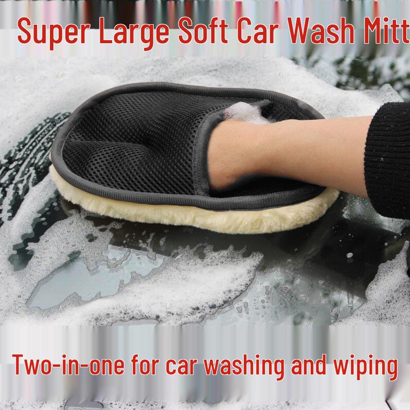 Car Wash Mitt: Fleece nepoškozující povrch, jednostranná/oboustranná houbička a utěrka pro voskování a leštění