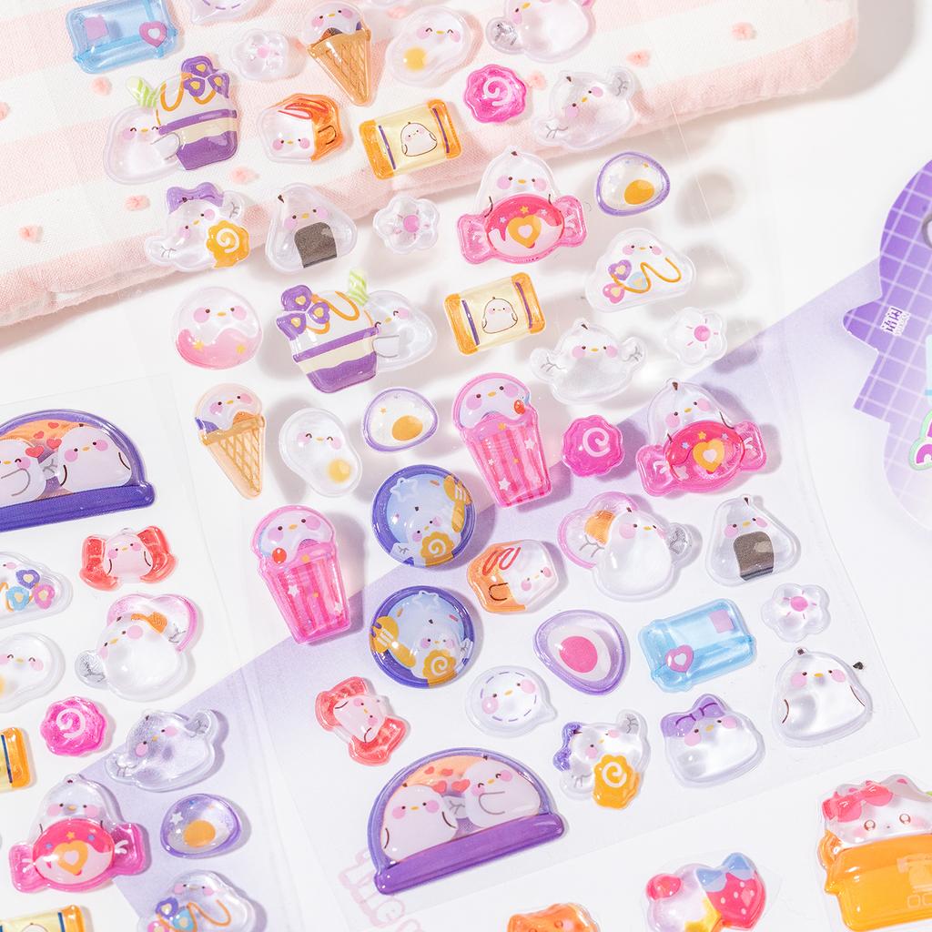 JIAMEI Sweet Sugar Party 7.0+8.0 Series Kawaii Cartoon Relief Cute Grain Paste DIY Creative Aesthetics Stationery Medium Sticker